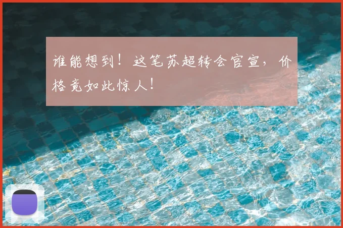 谁能想到！这笔苏超转会官宣，价格竟如此惊人！